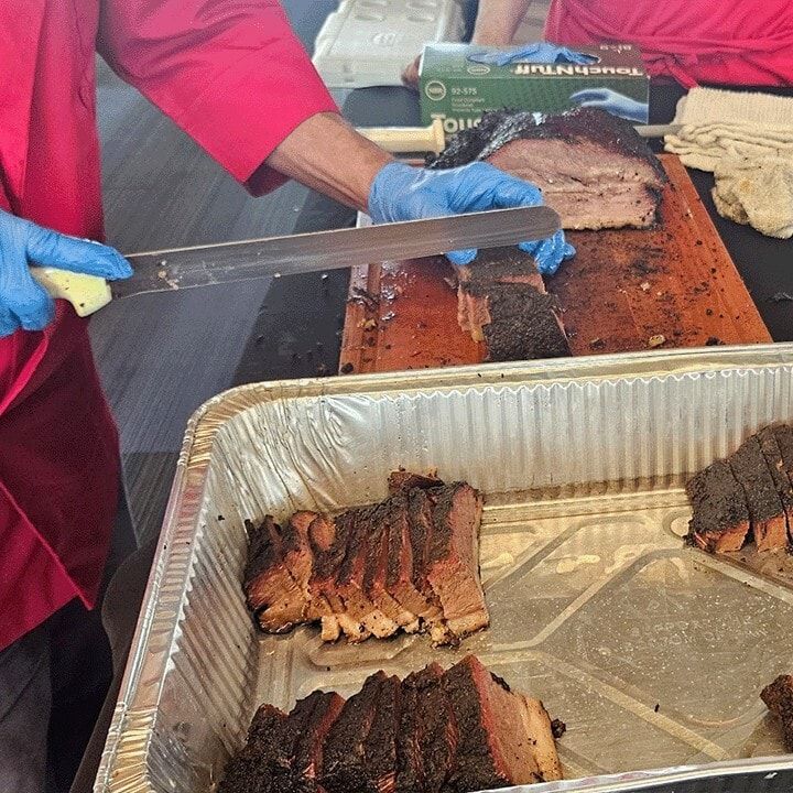 A tray of smoked pork ribs ready to serve